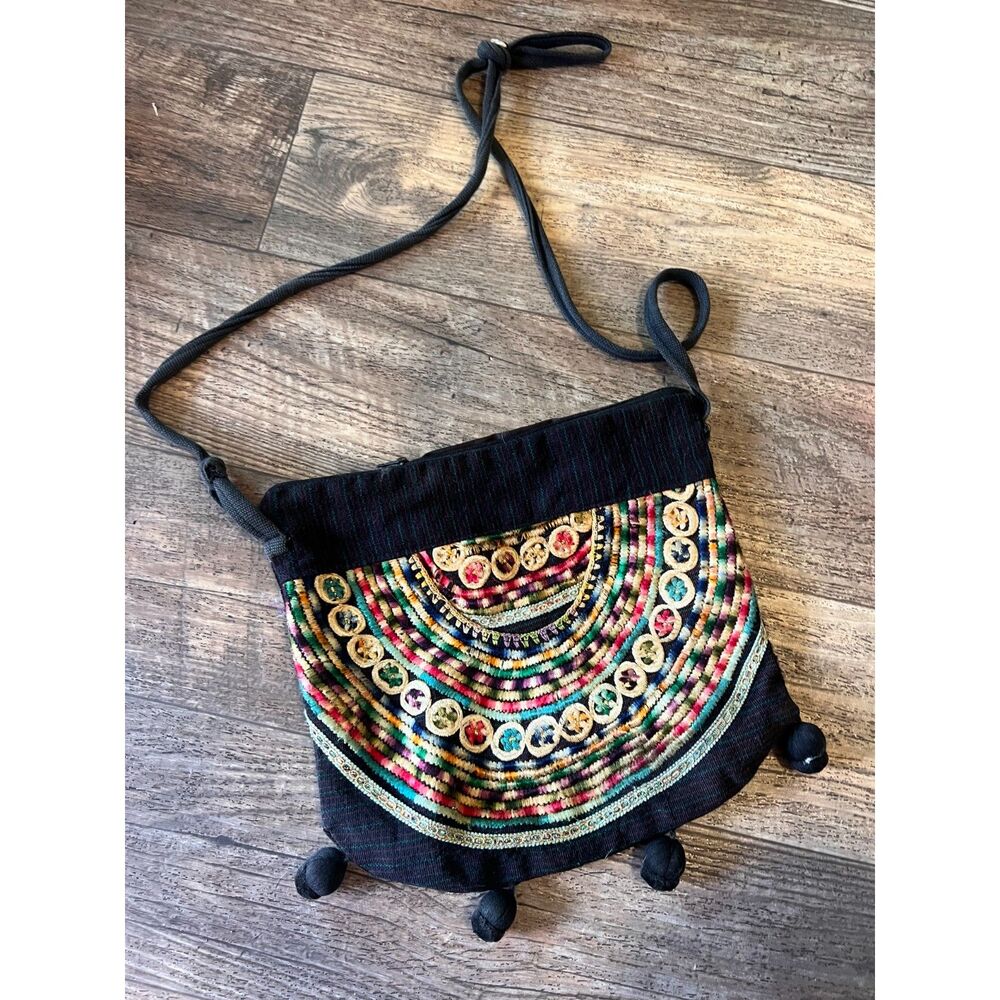 Colorful Embroidered Shoulder Bag